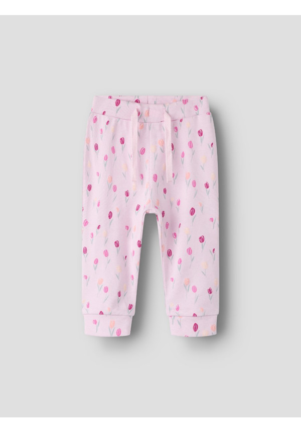 PANTALON BEBE ROSA TULIPANES