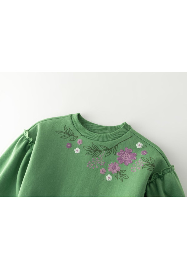 SUDADERA VERDE FLORAL