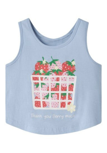 CAMISETA CELESTE FRESAS